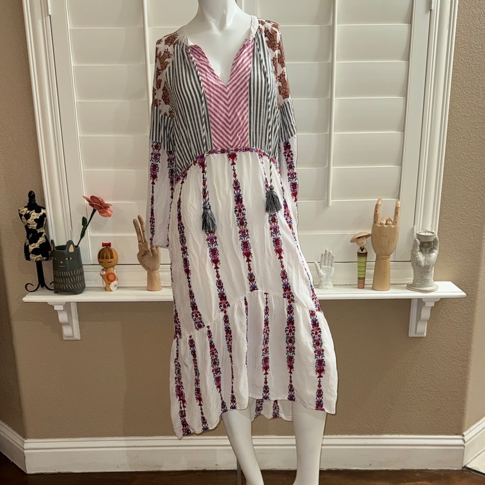 Sundance Laisella Embroidered Midi Kaftan Dress